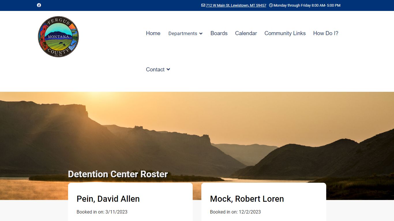Fergus County, Montana - Detention Center Roster