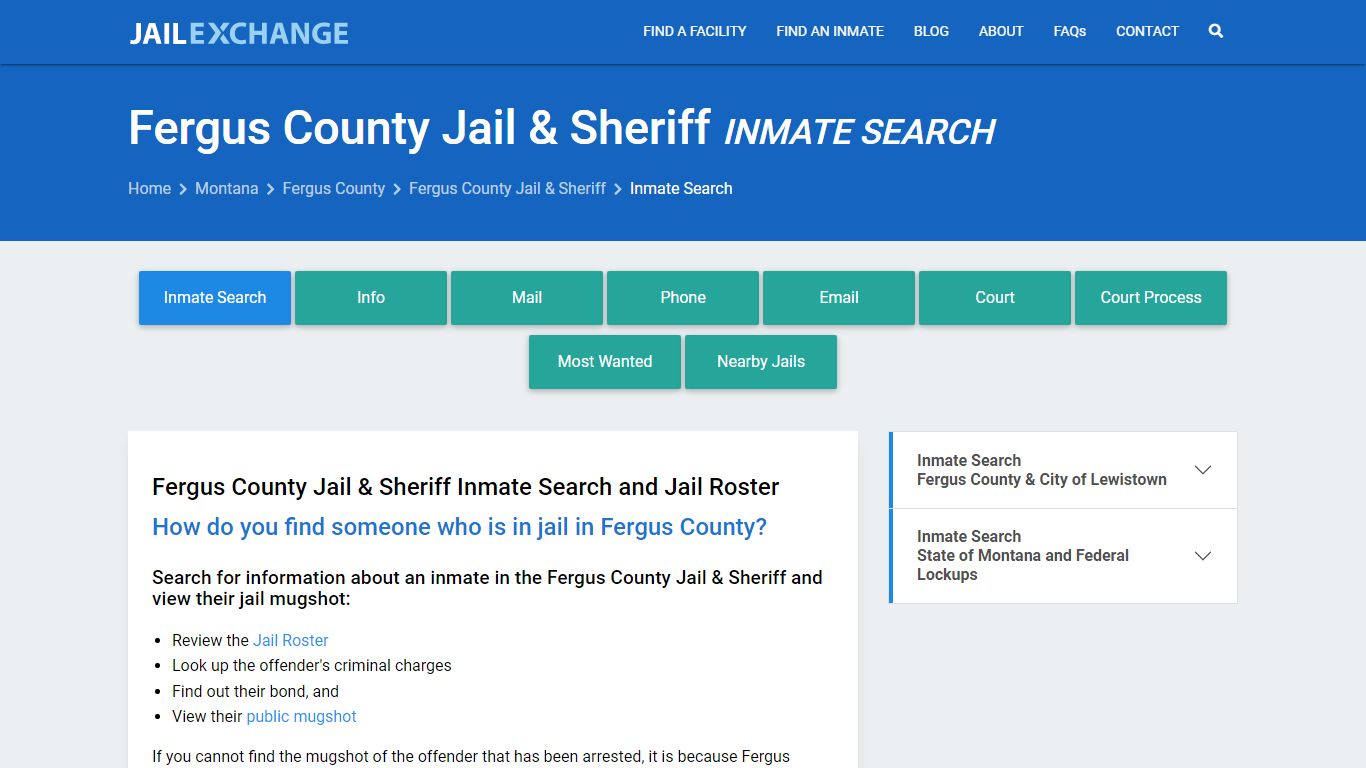 Inmate Search: Roster & Mugshots - Fergus County Jail & Sheriff, MT